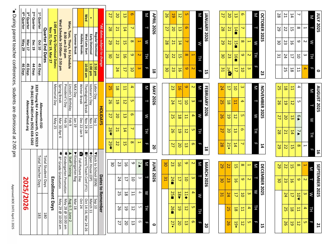 25 26 Calendar